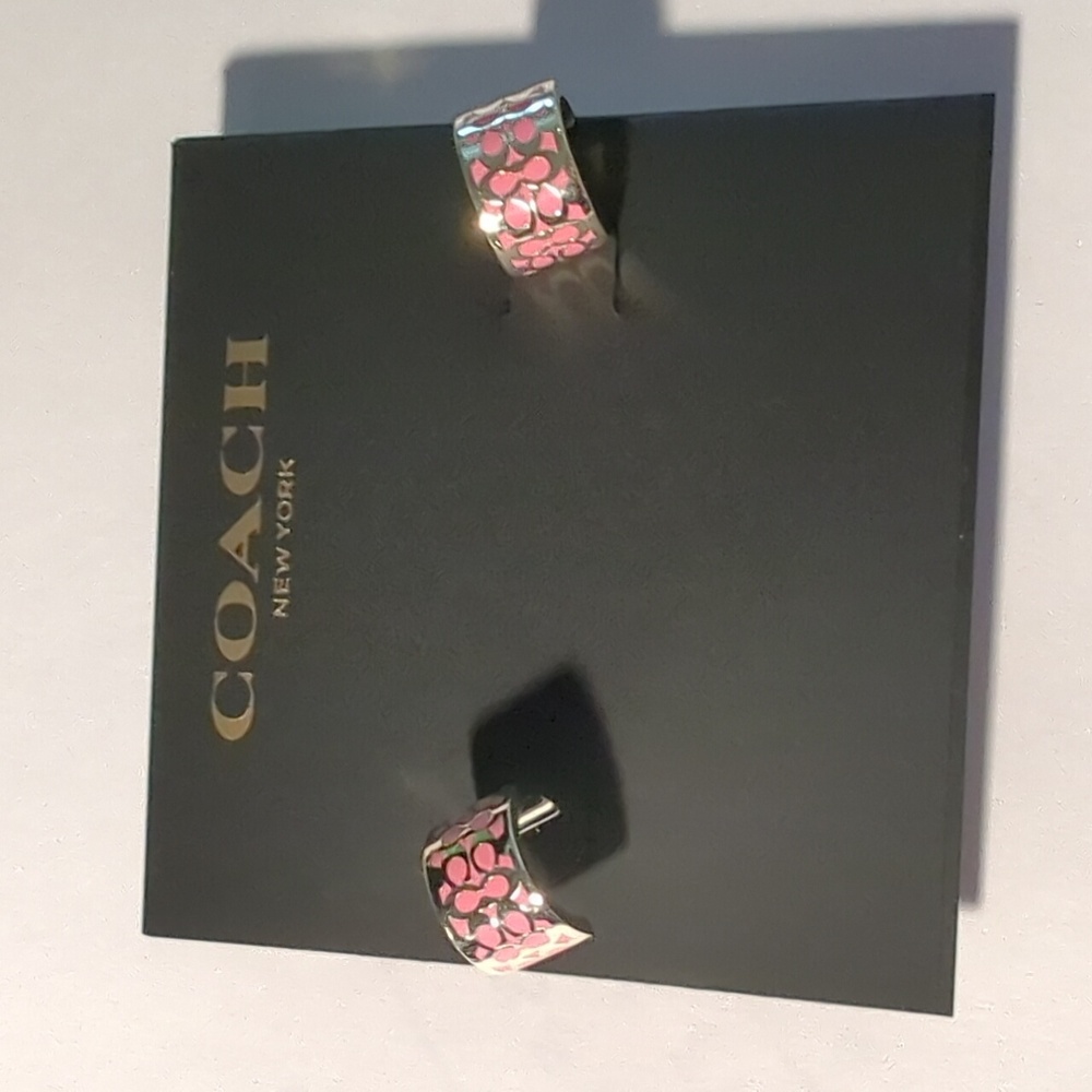 Coach Enamel Signature Earrings NWT - Picture 2 of 3